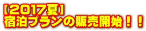 【2017夏】 宿泊プランの販売開始!!